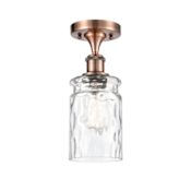 Innovations Lighting Candor 5" Wide Semi-Flush Ceiling Fixture Antique Copper / Clear Waterglass