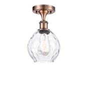 Innovations Lighting Small Waverly 6" Wide Semi-Flush Ceiling Fixture Antique Copper / Clear