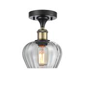 Innovations Lighting Fenton 7" Wide Semi-Flush Ceiling Fixture Black Antique Brass / Clear