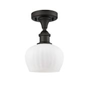 Innovations Lighting Fenton Single Light 7" Wide Semi-Flush Ceiling Fixture Oil Rubbed Bronze / Matte White