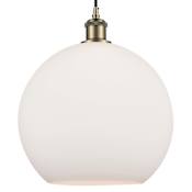 Innovations Lighting Athens 12" Wide pendant with Shade Antique Brass / Matte White