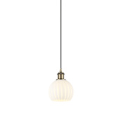 Innovations Lighting White Venetian 6" Wide Suspension Mini Pendant Antique Brass