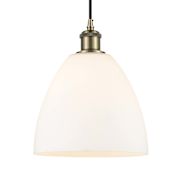Innovations Lighting Bristol Glass 9" Wide Mini Pendant with Shade Antique Brass / Matte White