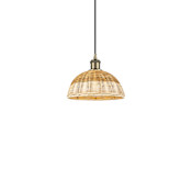 Innovations Lighting Bristol Natural II 9" Wide Mini Pendant Antique Brass / Natural