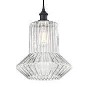 Innovations Lighting Springwater Single Light 12" Wide Pendant Matte Black / Clear