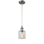 Innovations Lighting Cobbleskill 5" Wide Mini Pendant - Cord Suspension Brushed Satin Nickel / Clear Ripple