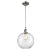Innovations Lighting Large Athens 10" Wide Mini Pendant - Cord Suspension Brushed Satin Nickel / Clear