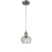 Innovations Lighting Fenton 7" Wide Mini Pendant - Cord Suspension Brushed Satin Nickel / Clear Fluted