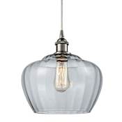 Innovations Lighting Large Fenton Single Light 11" Wide Pendant Brushed Satin Nickel / Clear