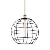 Innovations Lighting Lake Placid 16" Wide Cage Pendant Antique Brass / Matte Black