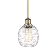 Innovations Lighting Belfast 6" Wide Mini Pendant Deco Swirl / Antique Brass