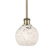Innovations Lighting White Mouchette 6" Wide Mini Pendant Antique Brass / White Mouchette