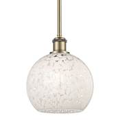 Innovations Lighting White Mouchette 8" Wide Mini Pendant Antique Brass / White Mouchette