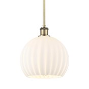 Innovations Lighting White Venetian 10" Wide Mini Pendant Antique Brass / White Venetian