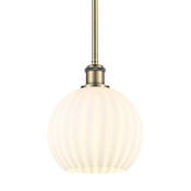 Innovations Lighting White Venetian 8" Wide Mini Pendant Antique Brass / White Venetian