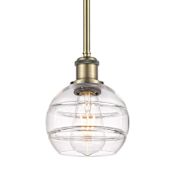 Innovations Lighting Rochester 6" Wide Mini Pendant Antique Brass / Clear