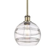 Innovations Lighting Rochester 8" Wide Mini Pendant Antique Brass / Clear