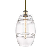 Innovations Lighting Vaz 8" Wide Mini Pendant Antique Brass / Clear
