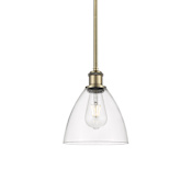 Innovations Lighting Bristol 8" Wide Mini Pendant Antique Brass / Clear