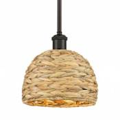Innovations Lighting Woven Ratan 8" Wide Mini Pendant Oiled Brass