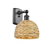 Innovations Lighting Woven Ratan 6" Tall Wall Sconce Oiled Brass