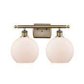 Innovations Lighting Athens 2 Light 18" Wide Vanity Light Antique Brass / Matte White