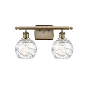 Innovations Lighting Athens 2 Light 16" Wide Vanity Light Antique Brass / Clear Deco Swirl