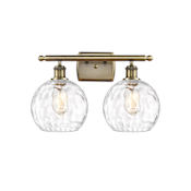Innovations Lighting Athens 2 Light 18" Wide Vanity Light Antique Brass / Clear Water Glass