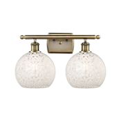 Innovations Lighting White Mouchette 2 Light 18" Wide Vanity Light Antique Brass / White Mouchette