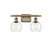 Innovations Lighting Athens 2 Light 16" Wide Vanity Light Antique Brass / Clear