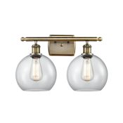 Innovations Lighting Athens 2 Light 18" Wide Vanity Light Antique Brass / Clear