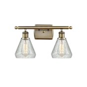 Innovations Lighting Conesus 2 Light 16" Wide Vanity Light Clear Crackle / Antique Brass