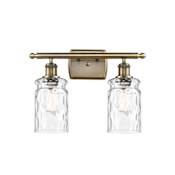 Innovations Lighting Candor 2 Light 16" Wide Vanity Light Clear Water Glass / Antique Brass