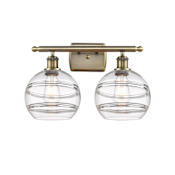 Innovations Lighting Rochester 2 Light 18" Wide Vanity Light Antique Brass / Clear