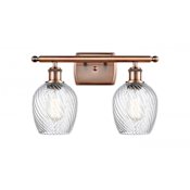 Innovations Lighting Salina 2 Light 16" Wide Bathroom Vanity Light Antique Copper / Clear Spiral Fluted