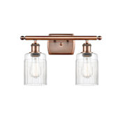 Innovations Lighting Hadley 2 Light 16" Wide Bathroom Vanity Light Antique Copper / Clear