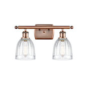 Innovations Lighting Brookfield 2 Light 16" Wide Bathroom Vanity Light Antique Copper / Clear