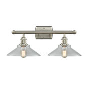 Innovations Lighting Disc 2 Light 18" Wide Bathroom Vanity Light Brushed Satin Nickel / Clear