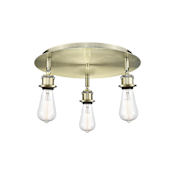 Innovations Lighting Ballston 3 Light 12" Wide Flush Mount Ceiling Fixture Antique Brass