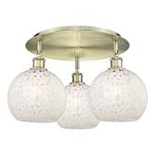 Innovations Lighting White Mouchette 3 Light 20" Wide Flush Mount Ceiling Fixture Antique Brass / White Mouchette