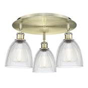 Innovations Lighting Castile 3 Light 18" Wide Flush Mount Ceiling Fixture Antique Brass / Clear