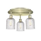 Innovations Lighting Bridal Veil 3 Light 17" Wide Flush Mount Ceiling Fixture Antique Brass / Clear
