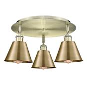 Innovations Lighting Ballston 3 Light 19" Wide Flush Mount Ceiling Fixture Antique Brass