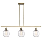 Innovations Lighting Belfast 3 Light 36" Wide Linear Pendant Antique Brass / Deco Swirl