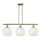 Innovations Lighting White Mouchette 3 Light 37" Wide Pendant Antique Brass / White Mouchette