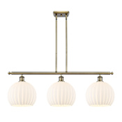 Innovations Lighting White Venetian 3 Light 37" Wide Pendant Antique Brass / White Venetian