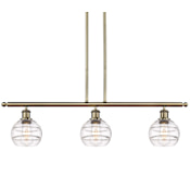 Innovations Lighting Rochester 3 Light 36" Wide Linear Pendant Antique Brass / Clear