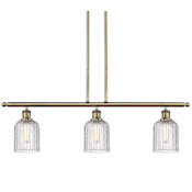 Innovations Lighting Bridal Veil 3 Light 36" Wide Linear Pendant Antique Brass / Clear