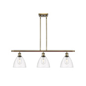 Innovations Lighting Bristol Glass 3 Light 36" Wide Linear Pendant with Shades Antique Brass / Clear