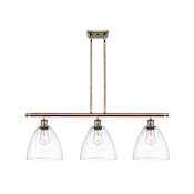 Innovations Lighting Bristol Glass 3 Light 36" Wide Linear Pendant Antique Brass / Clear